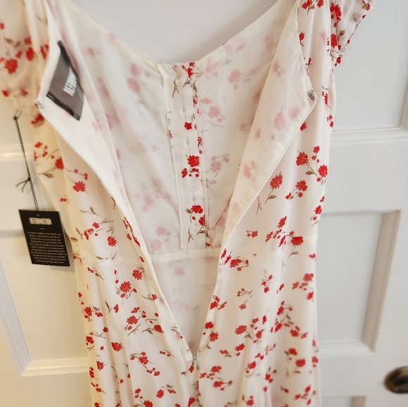 New Reformation Parrot Mini Dress in Floral Telegraph Print - Picture 10 of 14